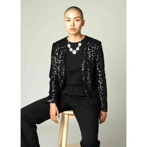 Vintage 1960s Toppettes by A Brod Black Sequin Cardigan Evening Jacket Size S